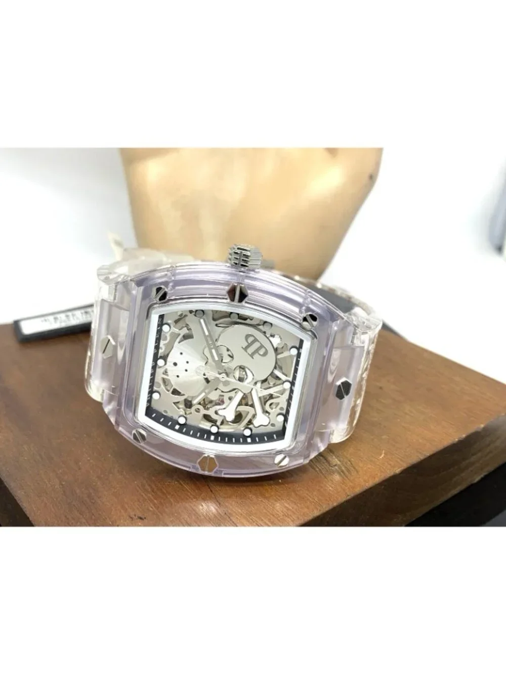 Philipp Plein Men's Watch PWPTA0524 Skull Automatic Clear Rubber Strap 44mm